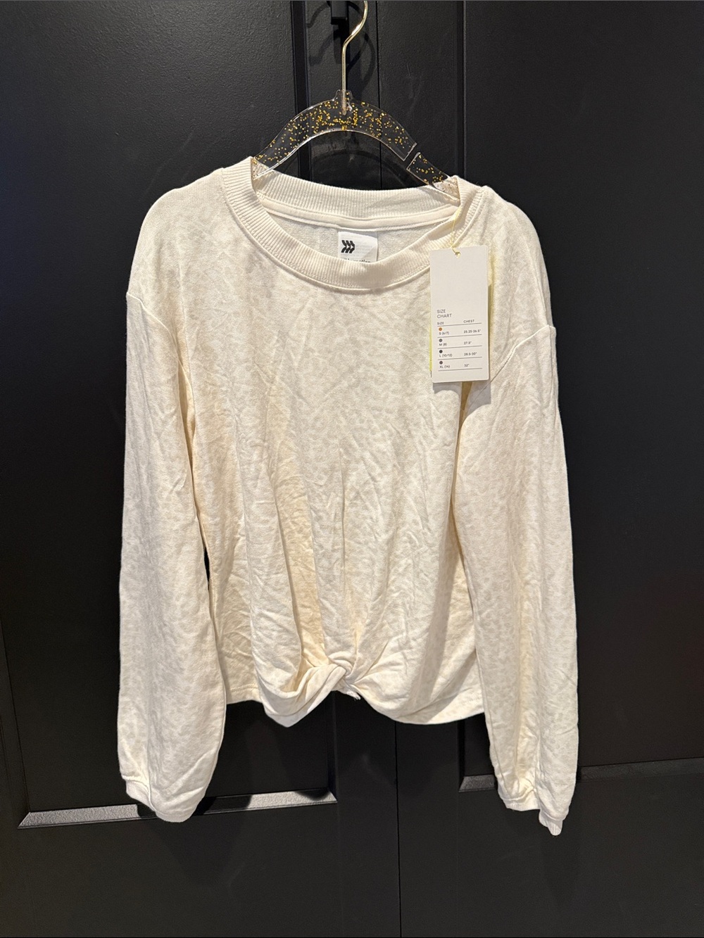 all in motion Cream Long-Sleeve Knot Front Sweatshirt
